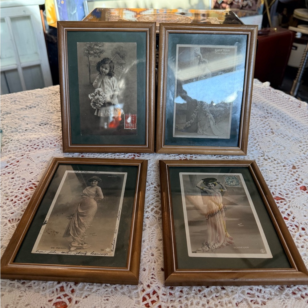 Art Nouveau French Postcards Framed Set